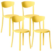Set di 4 sedie da giardino in polipropilene giallo leggere resistenti alle intemperie in plastica per interni ed esterni moderne