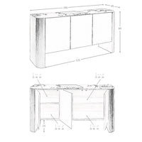 Credenza in legno d'argento, noce e piano in marmo porcellanato