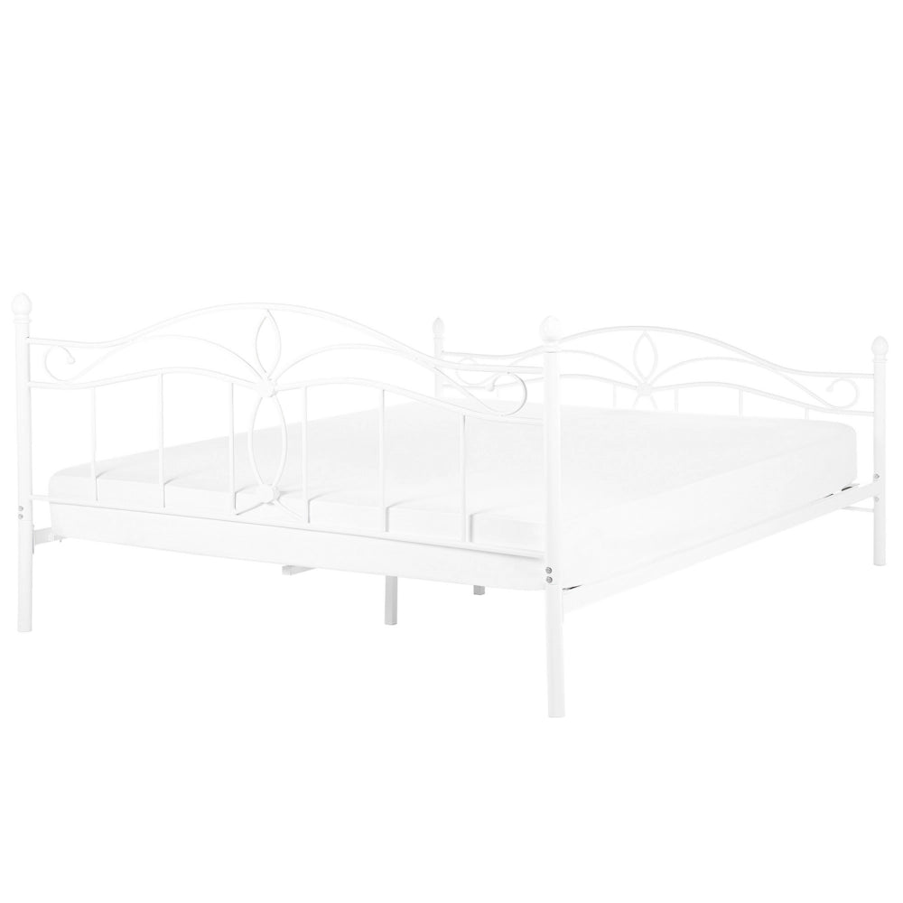 Letto Bianco 160 x 200 cm Metallo Vintage letto grande camera da letto