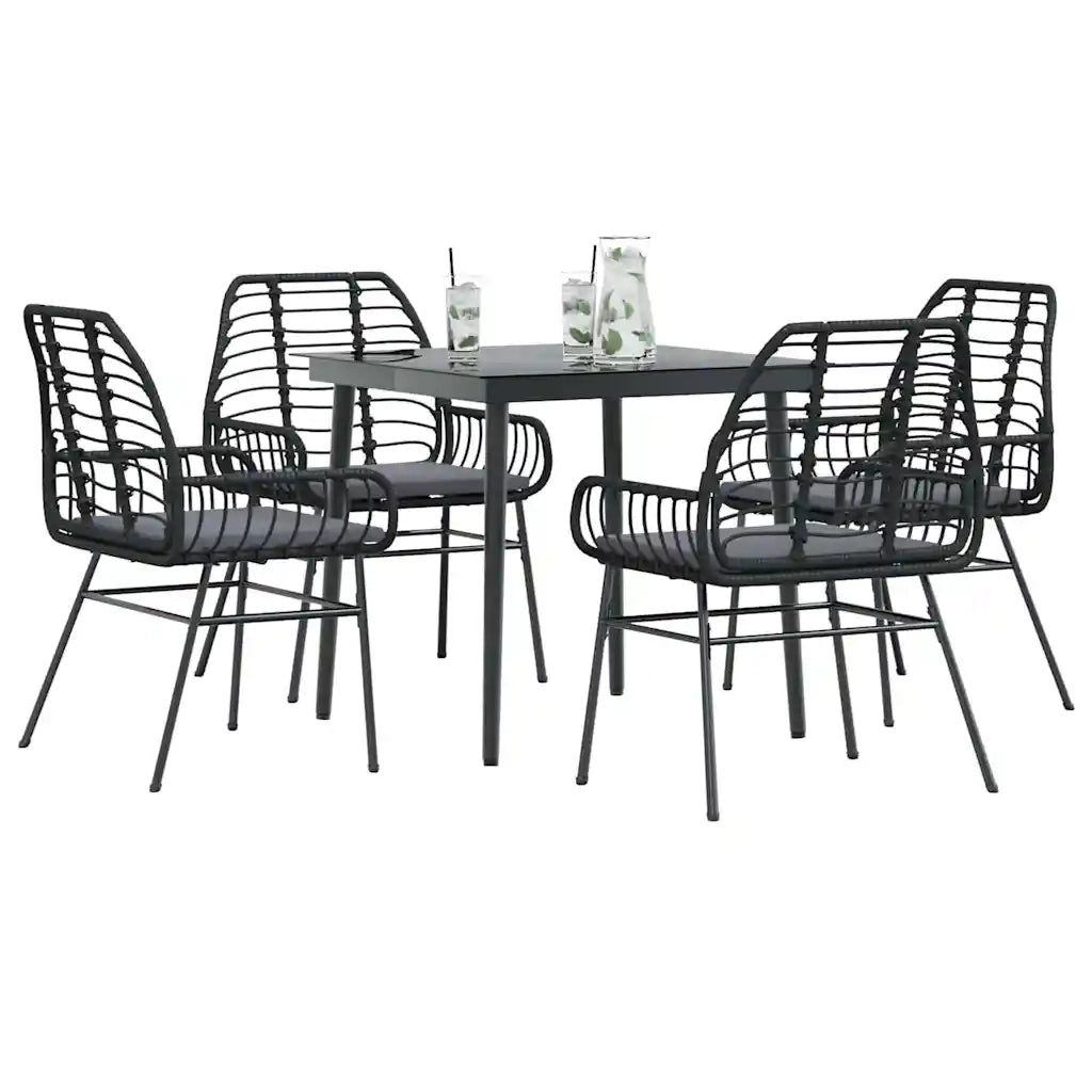 Set da Pranzo da Giardino con Cuscini 5 pz Polyrattan Vetro 3334451