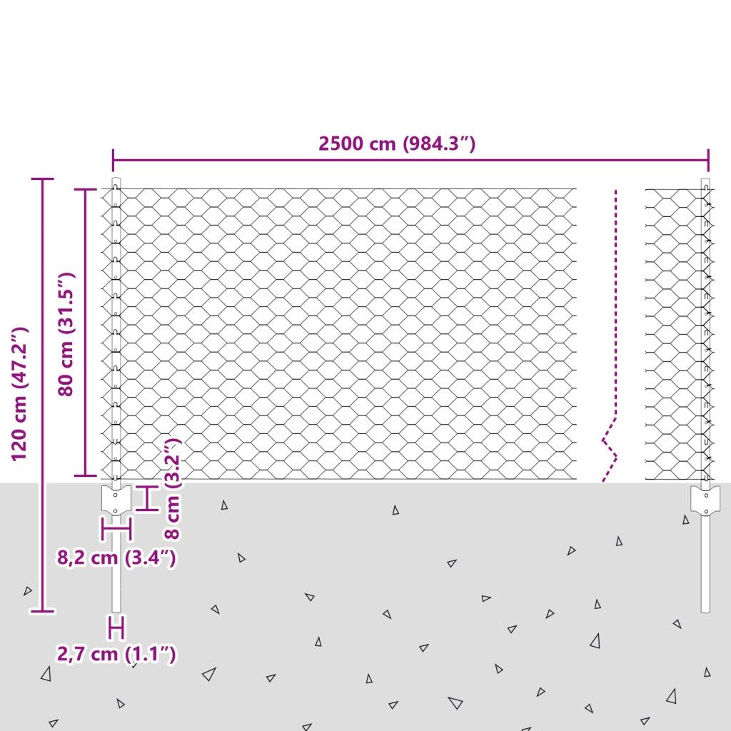Pali per recinzione 11 pz U-Channel grigio 80 cm in acciaio