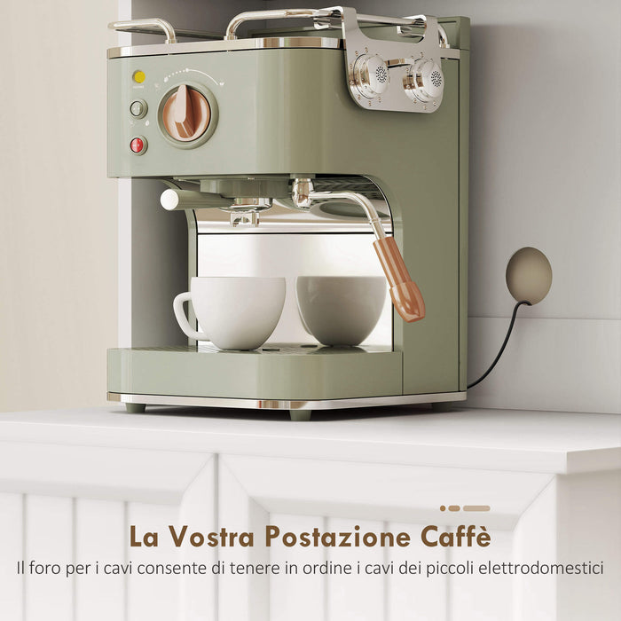 Mobile Dispensa Cucina 60x39,5x179,6 cm con 2 Armadietti e 8 Ripiani in Legno e Acrilico Bianco