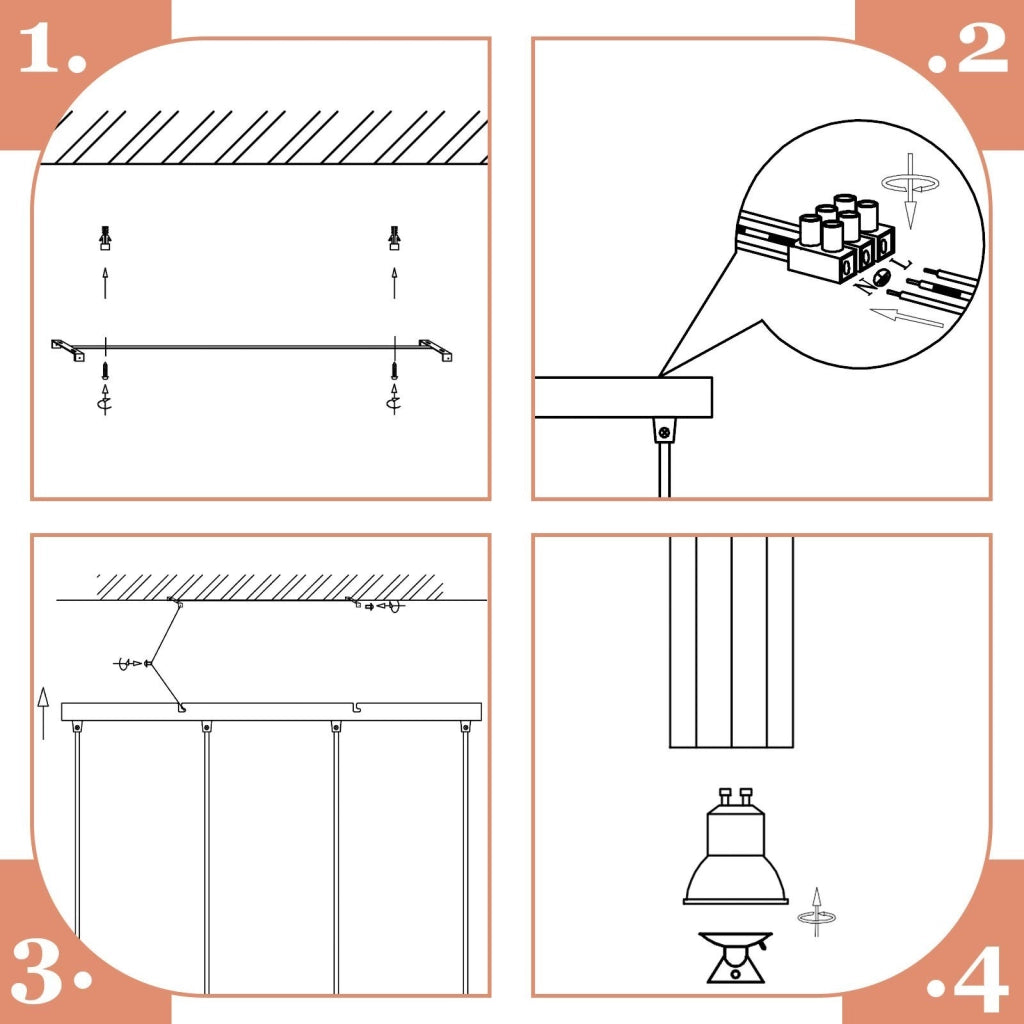 Lampada a sospensione ZMH metallo nero diametro 60 cm 4 attacchi GU10 stile industriale per soggiorno e sala da pranzo