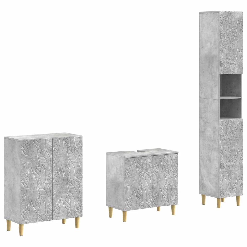 Set di armadietti da bagno in 3 pezzi DELFT Grigio Cemento 3417462