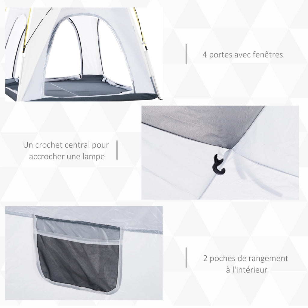 Tenda da Camping 4 Persone ¨C zephmum ¨C Grigio 200x200x150 cm
