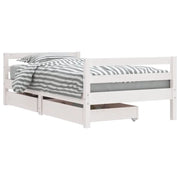 Giroletto Bambini | Letto Infantile | Lettino con Cassetti Bianco 80x160 cm Massello Pino