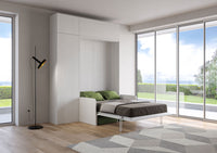 Letto Matrimoniale Francese A Scomparsa 140 Kentaro Con Divano E Mobili Bianco Frassino e Verde