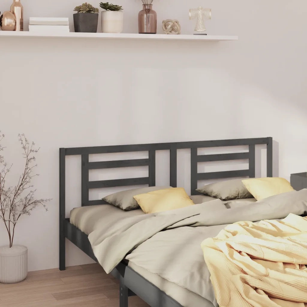 Testiera per Letto Grigia 206x4x100cm in Legno Massello di Pino 818842