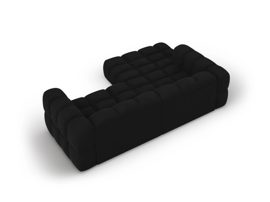 Cosmopolitan Design - Divano angolare modulare sinistro "Sky" 3 posti in velluto nero 