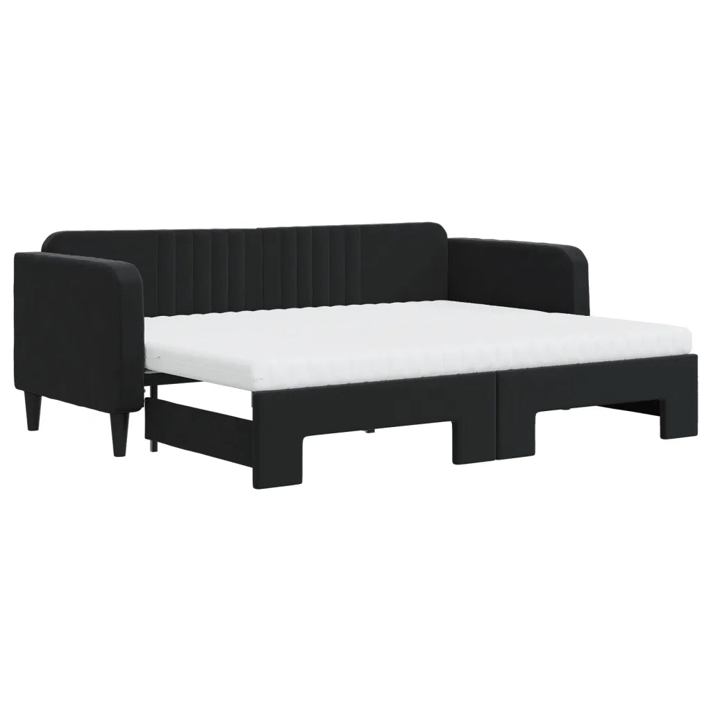 Divano Letto Estraibile con Materassi Nero 80x200 cm Vellutocod mxl 82695