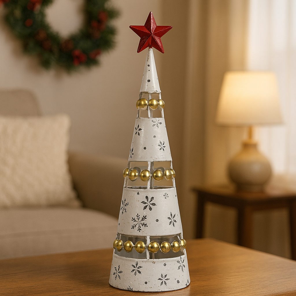 CONO AD ALBERO DI NATALE H48 COLORE: BIANCO 