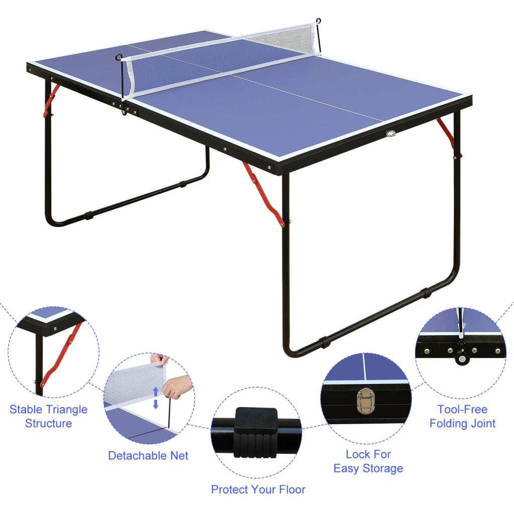 Tavolo da ping pong pieghevole 137 × 76 × 66 cm MDF blu， uso interno ed esterno