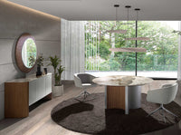 Specchio da parete rotondo noce