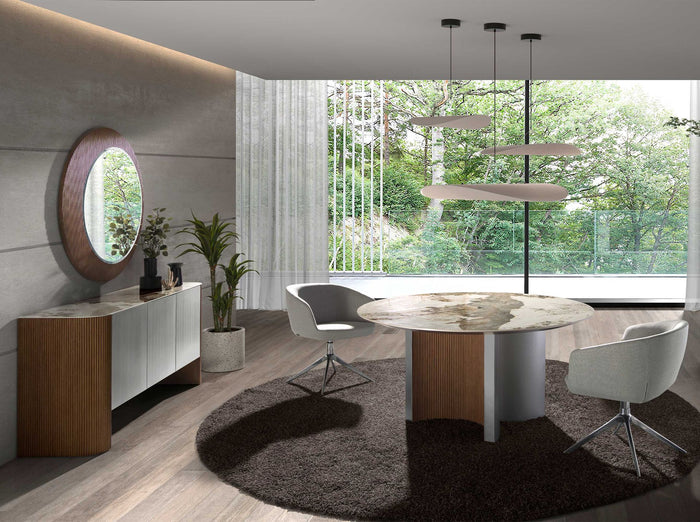 Specchio da parete rotondo noce