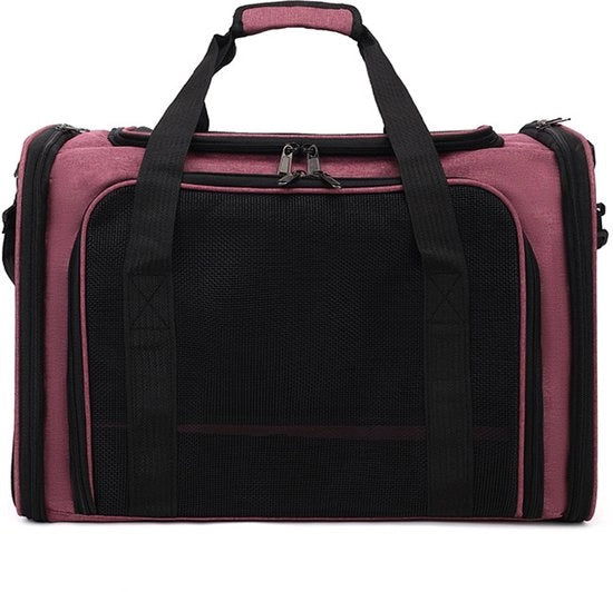 Portatile, respirante borsa per gatti, gabbia per gatti e cani portatile con cuscino morbido per viaggi in treno/automobile (rosa, 45x30x30cm) - L