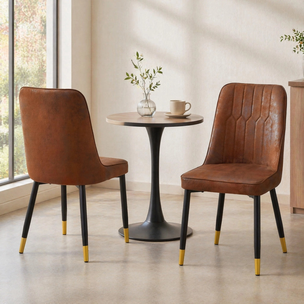 SEDIA da pranzo Set da 2 pezzi Marrone/Nero in tessuto tecnico e metallo