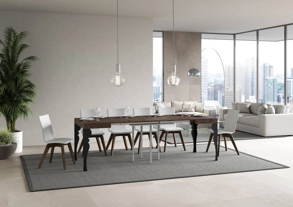 Tavolo allungabile 90x90/246 cm Paxor Noce telaio Antracite