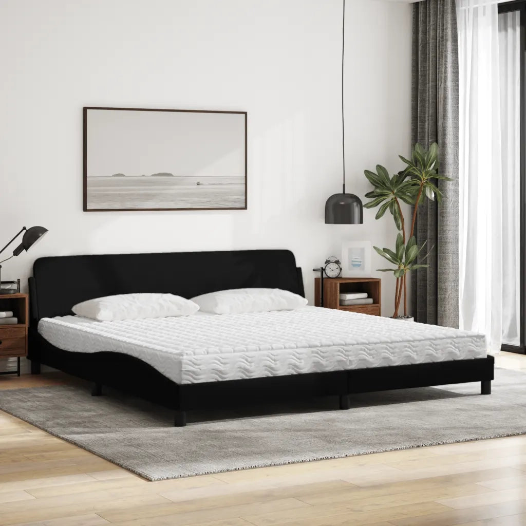 vidaXL Letto con Materasso Nero 200x200 cm in Tessuto