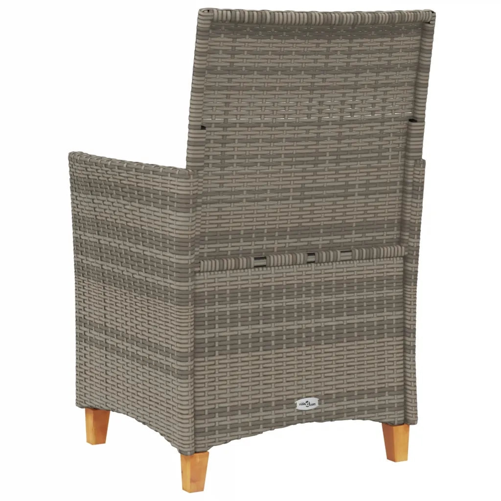Sedie Giardino con Cuscini 2 pz | Sedie da Esterno Grigie Polyrattan Legno Massello