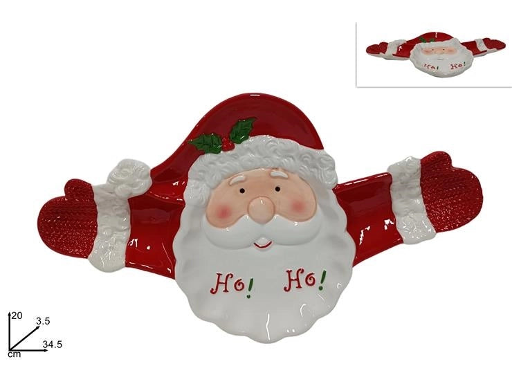 Centrotavola Piatto Natalizio Babbo Natale con Braccia 34,5 x 3,5 x 20 cm