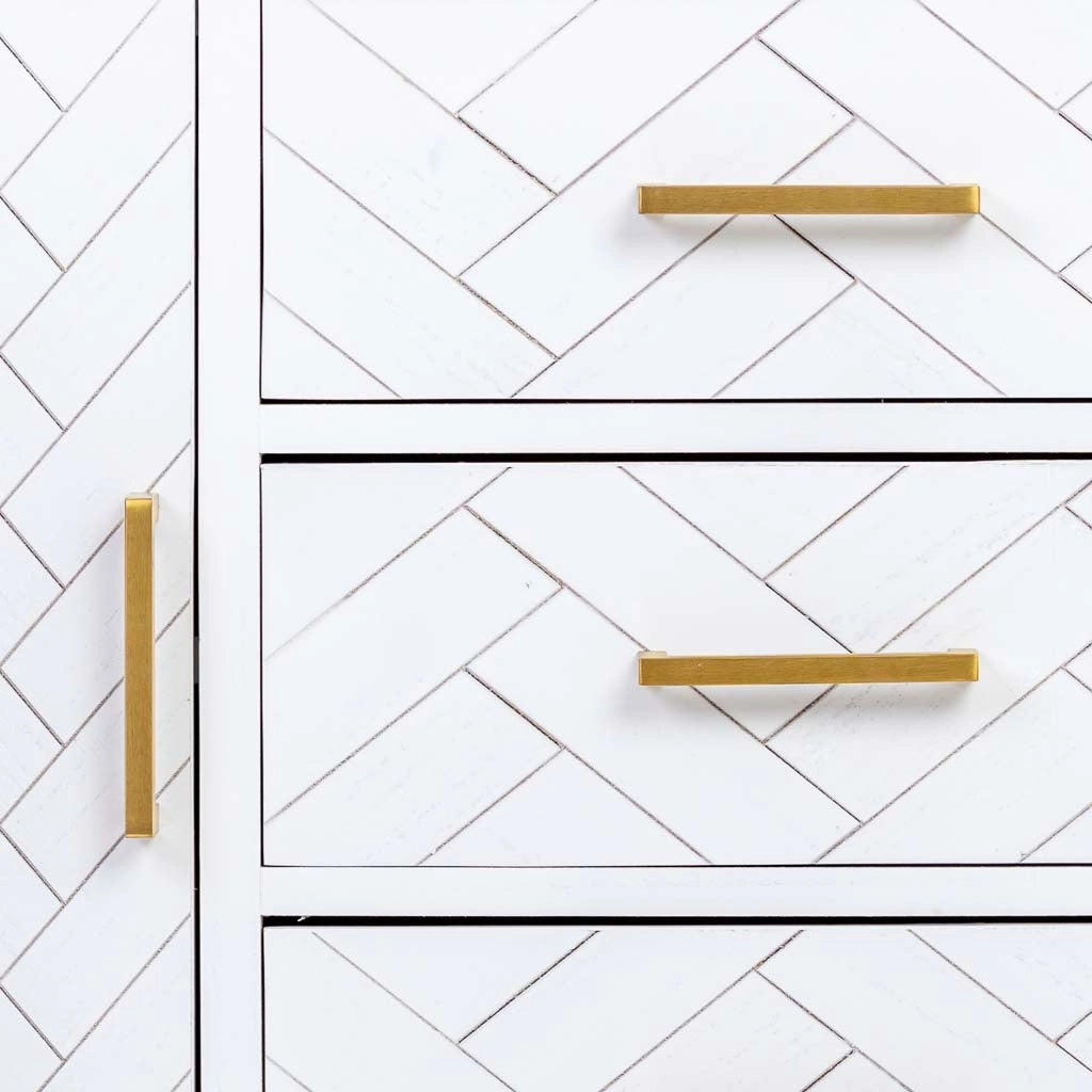 Credenza con 3 cassetti e 2 ante in legno e metallo 120x40,5x81h cm