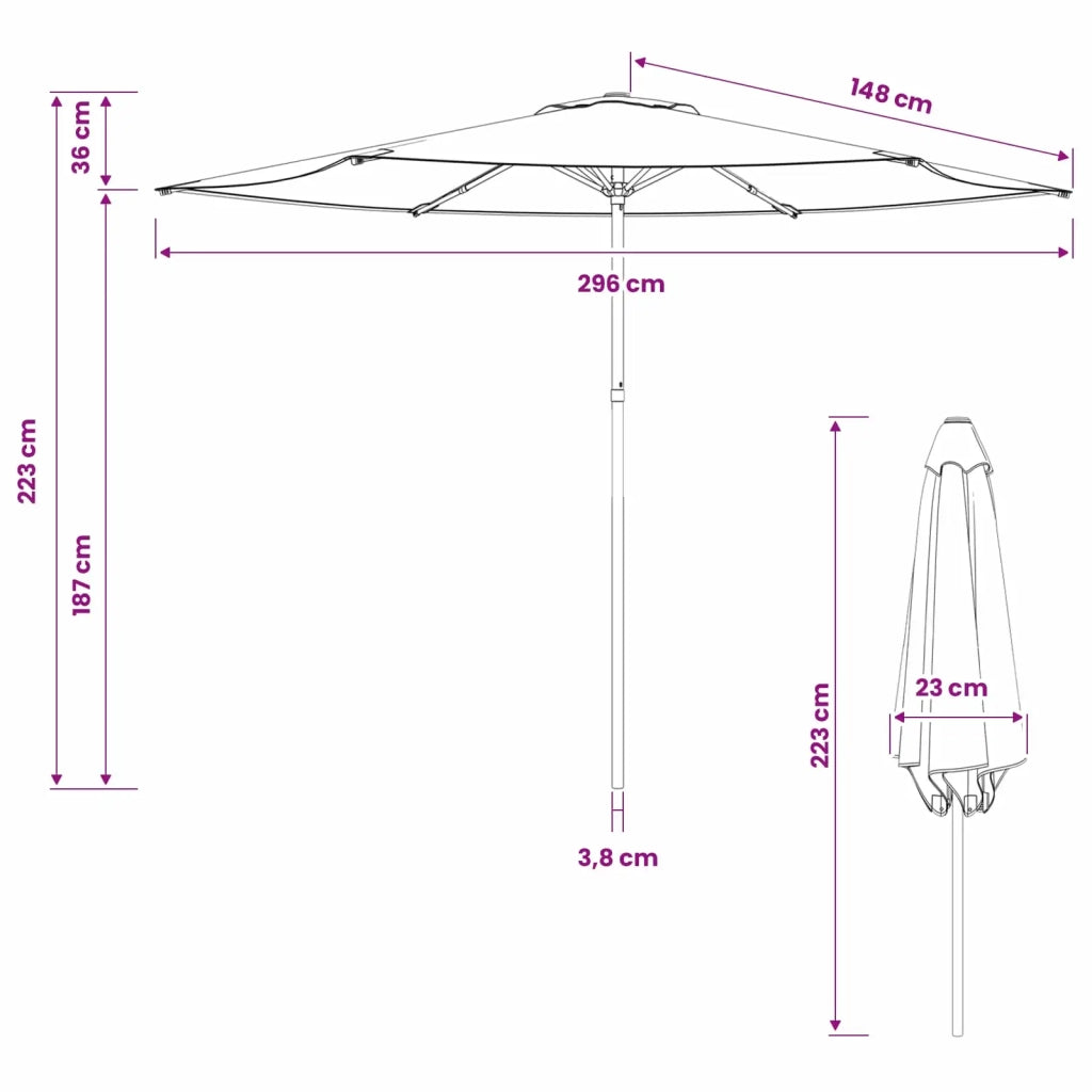 Ombrellone da giardino-Parasole da Giardino con Base 300 x 300 cm Poliestere 486711