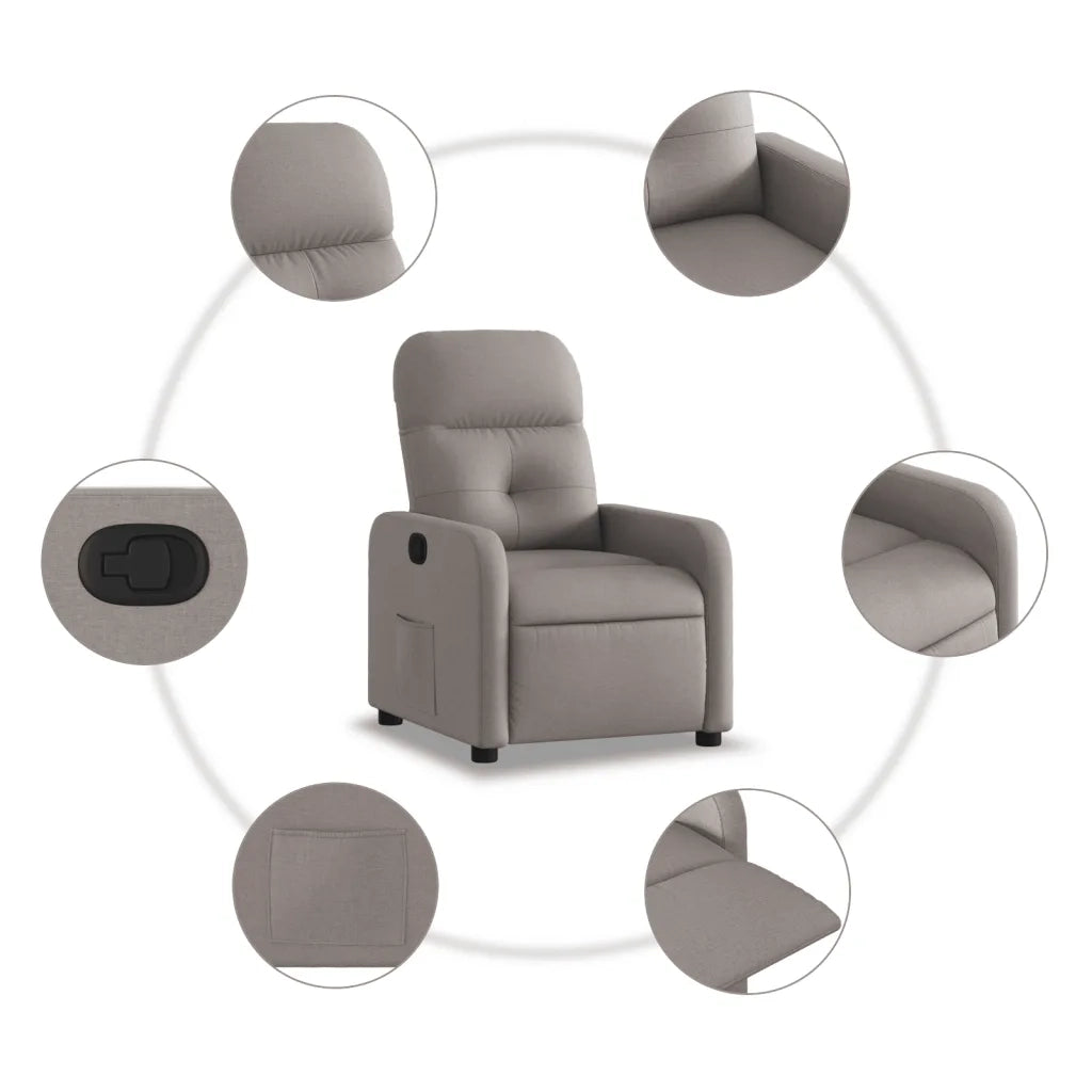 Divano Sedia-Poltrona Reclinabile in Tessuto Tortora 982412