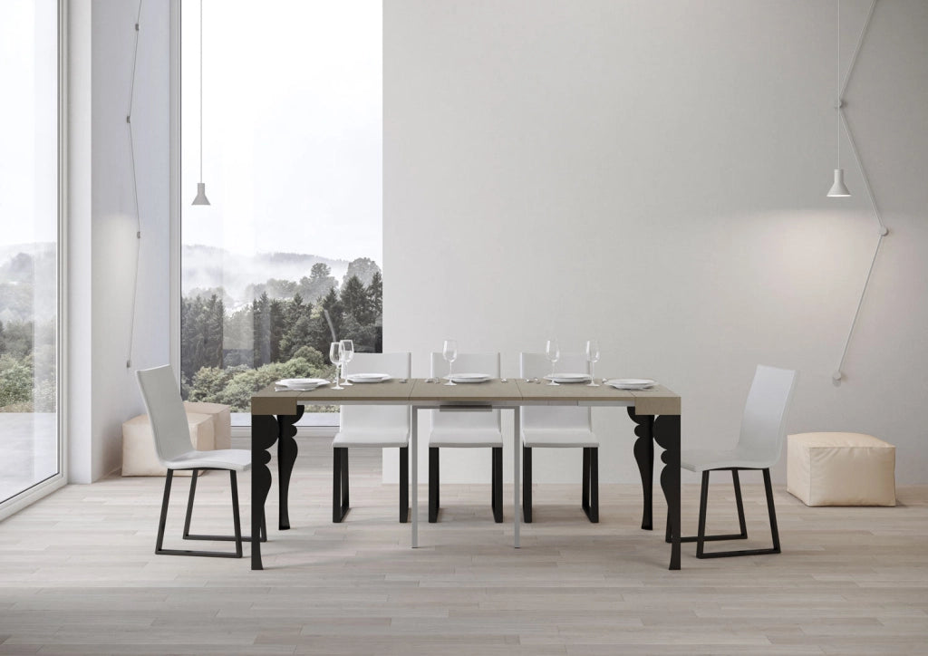 Consolle Allungabile 90-196x40x77 cm Paxon Small Cashmere Telaio Antracite