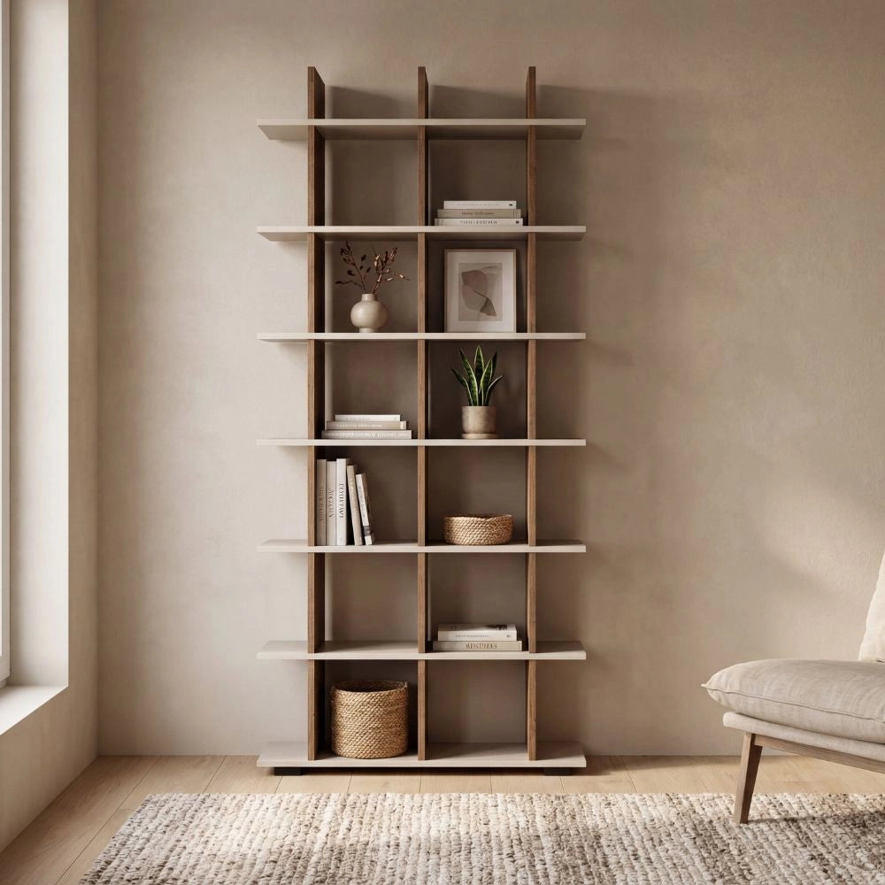 Libreria a Giorno Navas20A 12 Vani Colore Artisan Oak e Cashmere