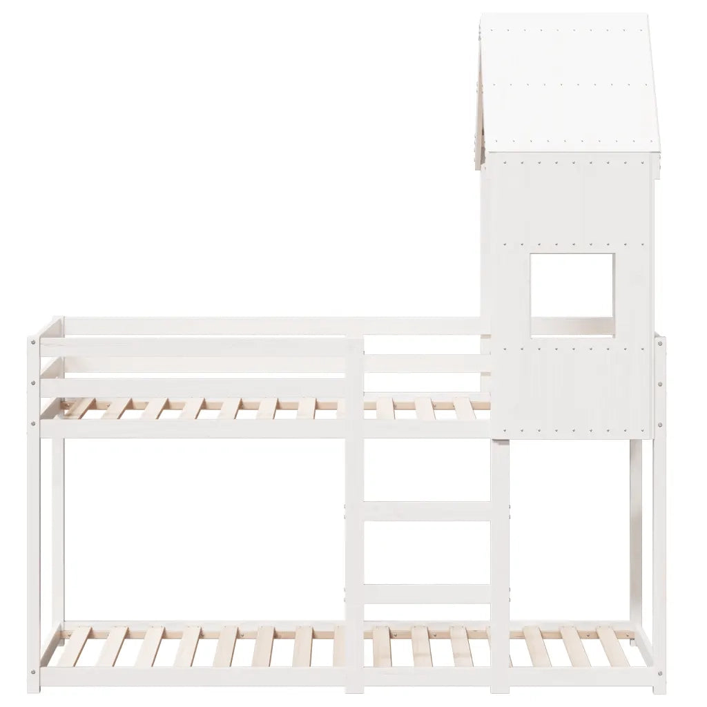 Letto a Castello senza Materasso Bianco 90x190cm Massello Pino 3282006