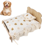 Letti per cani in legno con supporto forte - struttura rinforzata - cuscino rimovibile - facile assemblaggio - comfortevole sonno per animali domestici