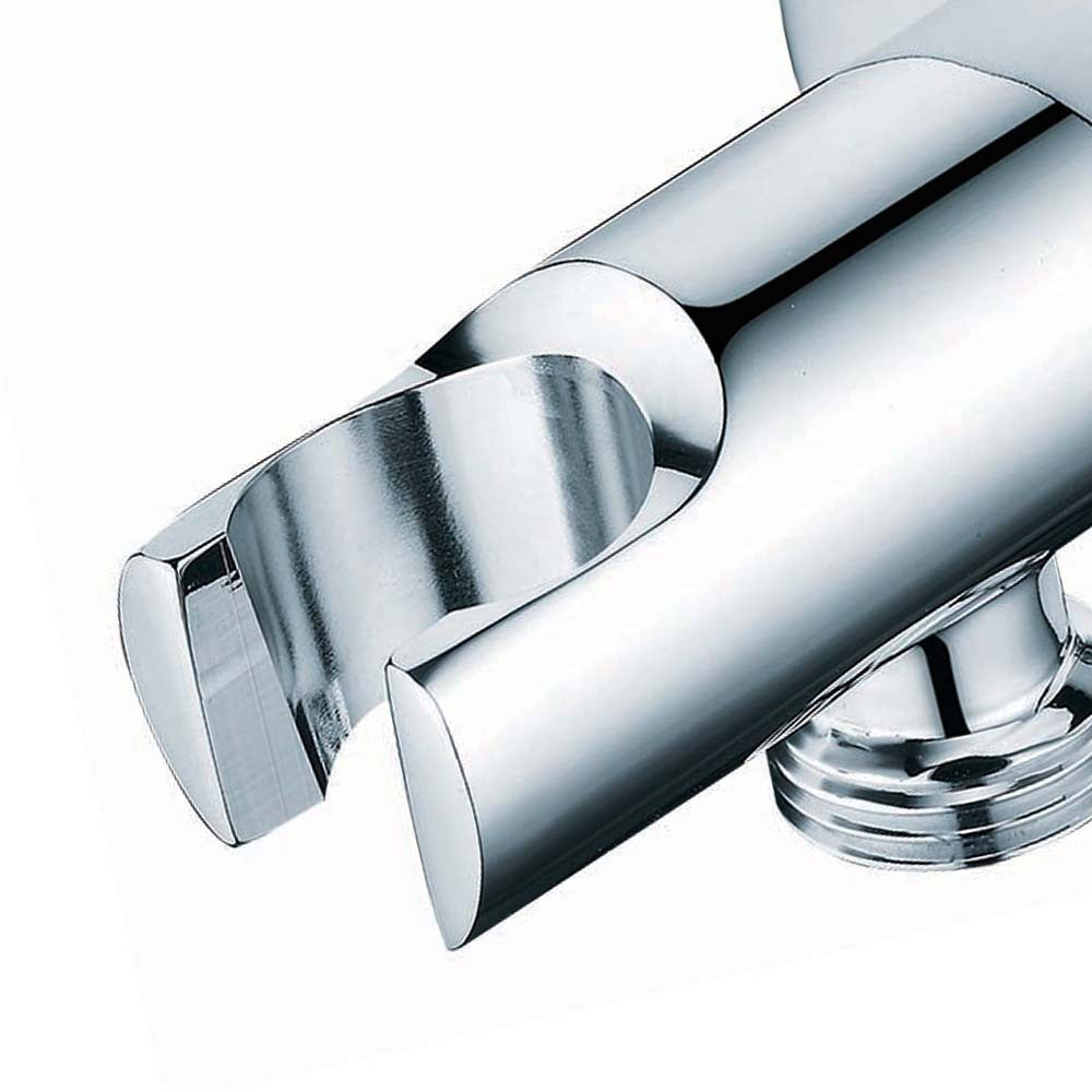 Presa d'acqua tonda in ottone con supporto doccetta