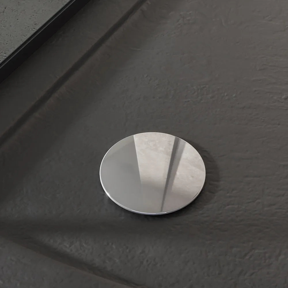 Piatto doccia 80x80 semicircolare bordato effetto pietra nero in acrilico altezza slim | Petra