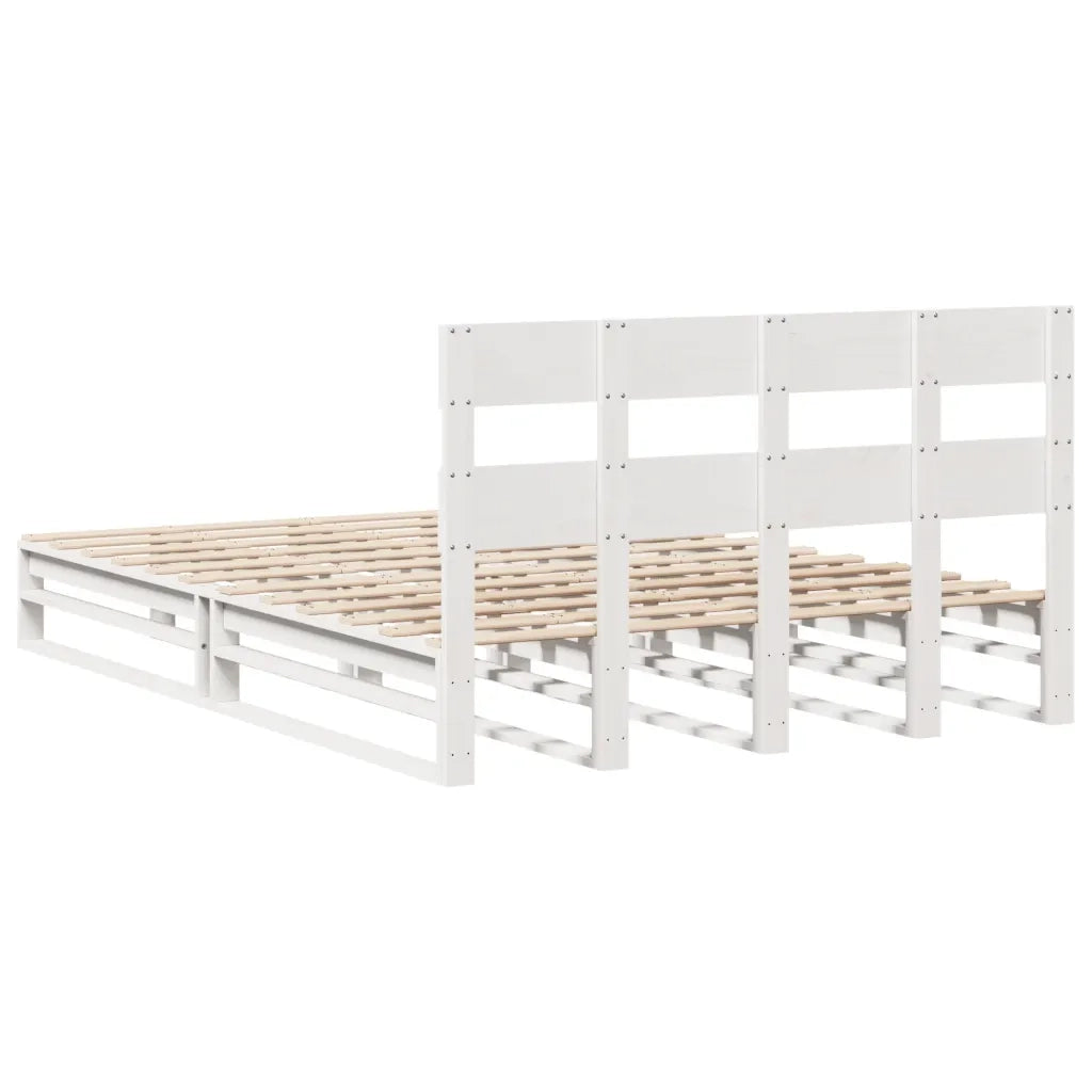 Letto senza Materasso Bianco 150x200 cm Legno Massello di Pino 3302298