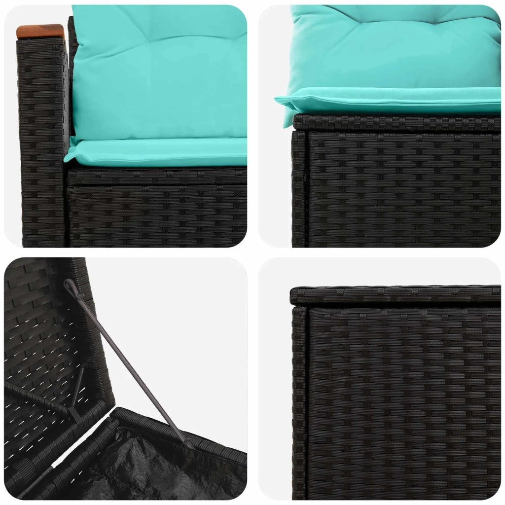 Set di divani 5 pz Nero e Blu Rattan sintetico e Acciaio 3447930