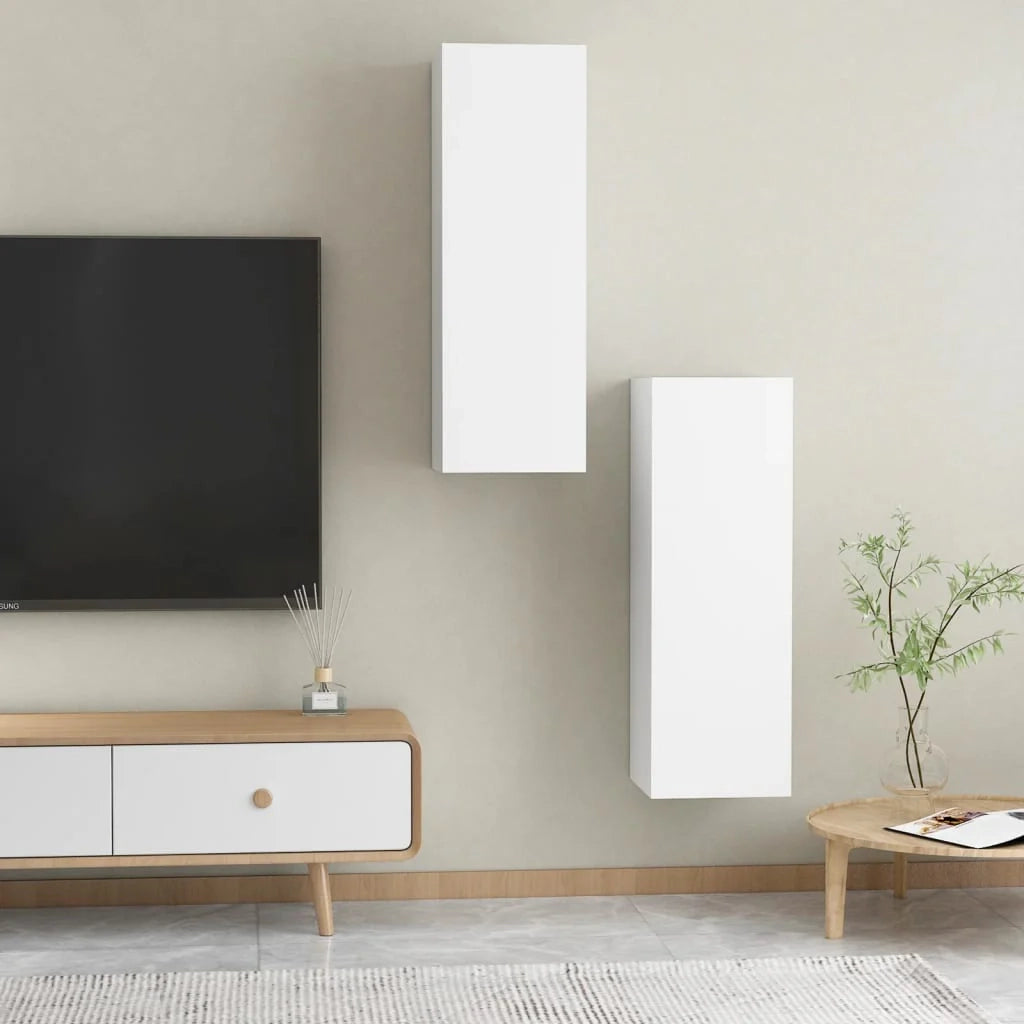 Mobile TV multimediale mensola TV credenza mobile TV sala da pranzo soggiorno camera da letto 2 pezzi 30,5 x 30 x 90 cm legno ingegnerizzato bianco 02_0028533
