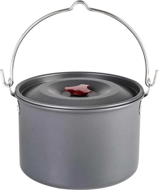 Stockpot da Campeggio con Coperchio Grande Set da Cucina Esterno Portatile per 1-6 Persone