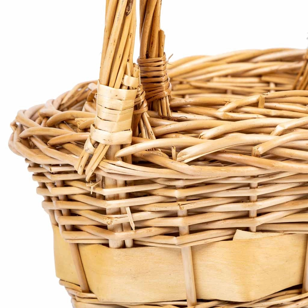 Set di 3 cestini in vimini con manici marroni