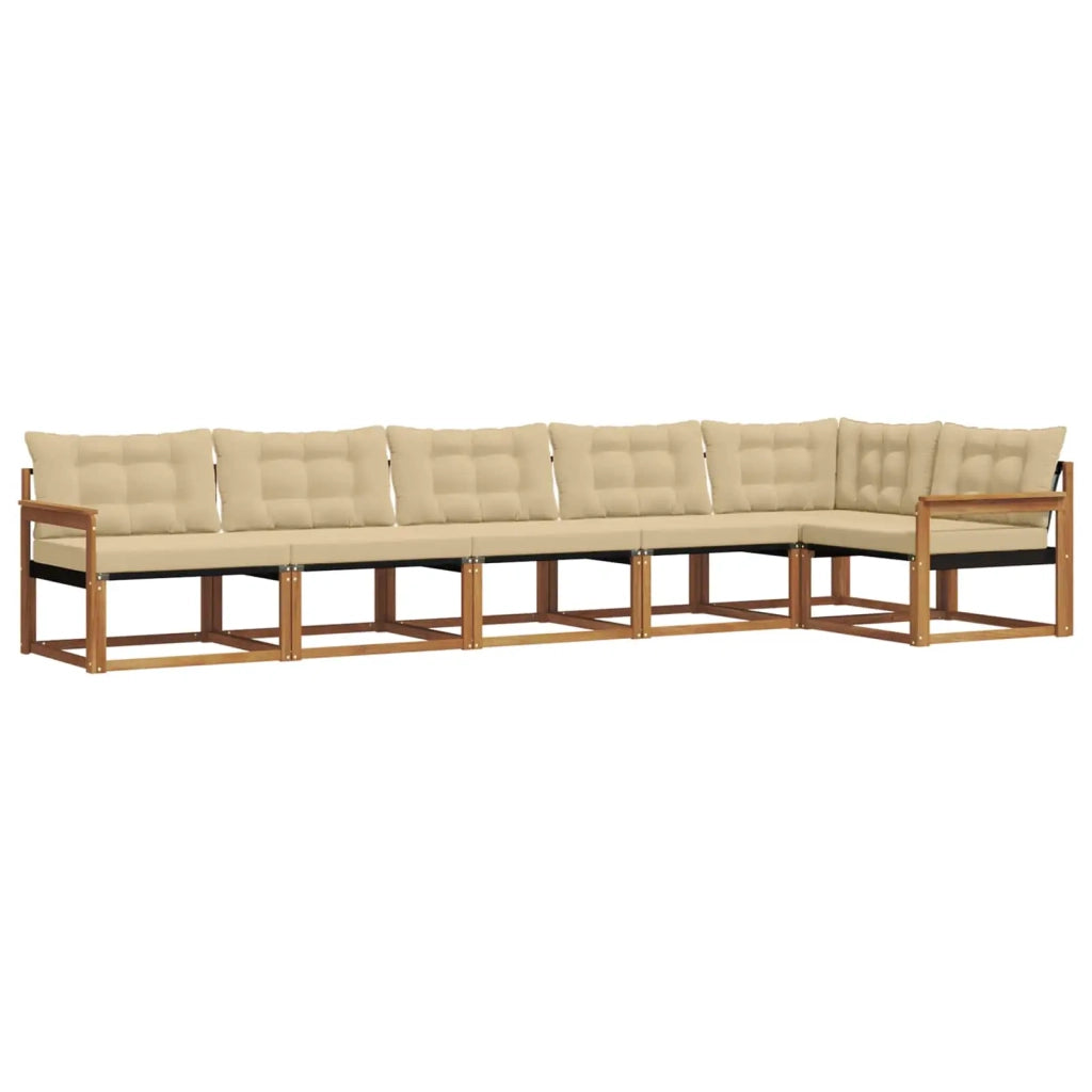 Set di divani da esterno con cuscino 6 pcs Naturale e Beige