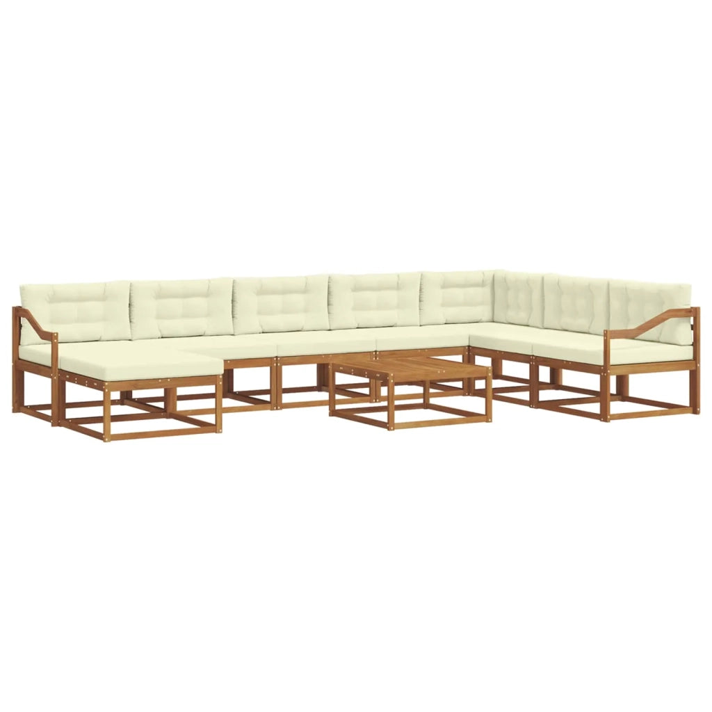Set di divani da esterno con cuscino 9 pcs Naturale e Crema 3368048