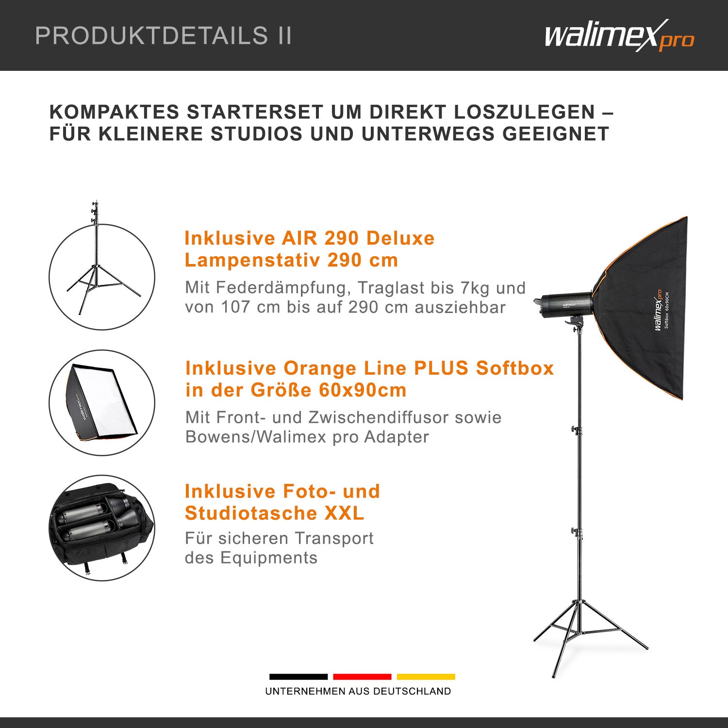 Stager 400 HSS set di 2 flash fotografici da studio, luce LED da 400 W per foto e video, con 2 softbox 2 stativi luci e accessori