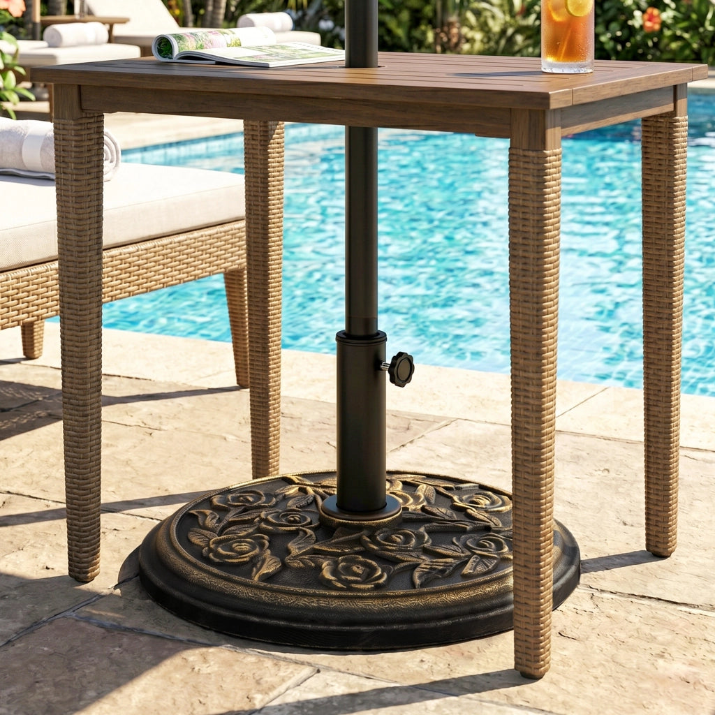 Base per Ombrellone 9kg in Resina con Finiture in Bronzo ¦µ45.5 x 31.5cm Nero