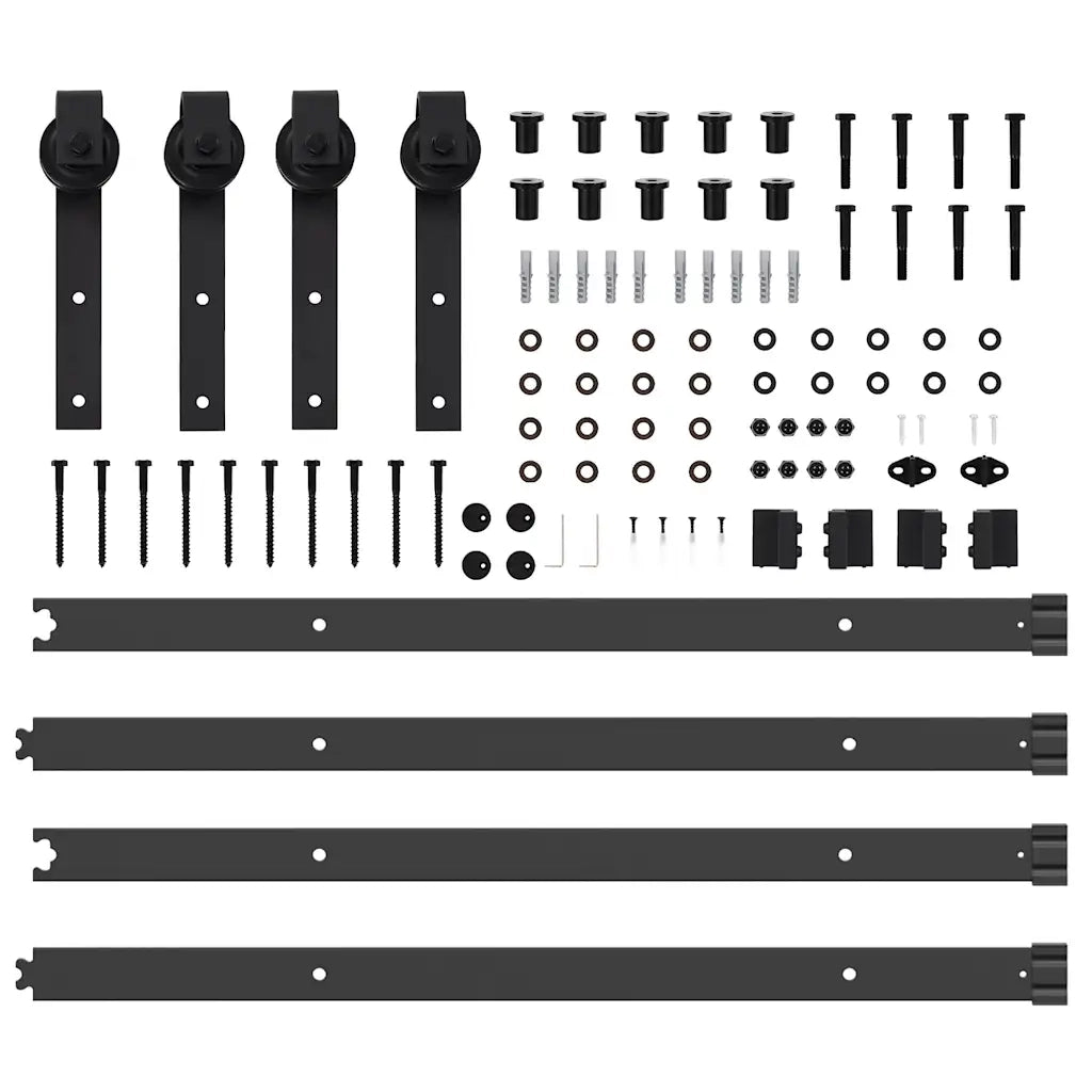 Kit di Binari per Porte Scorrevoli 305 cm Acciaio Nero CFW9209567