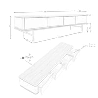 Porta TV in legno grigio scuro opaco, acciaio nero e piano in noce