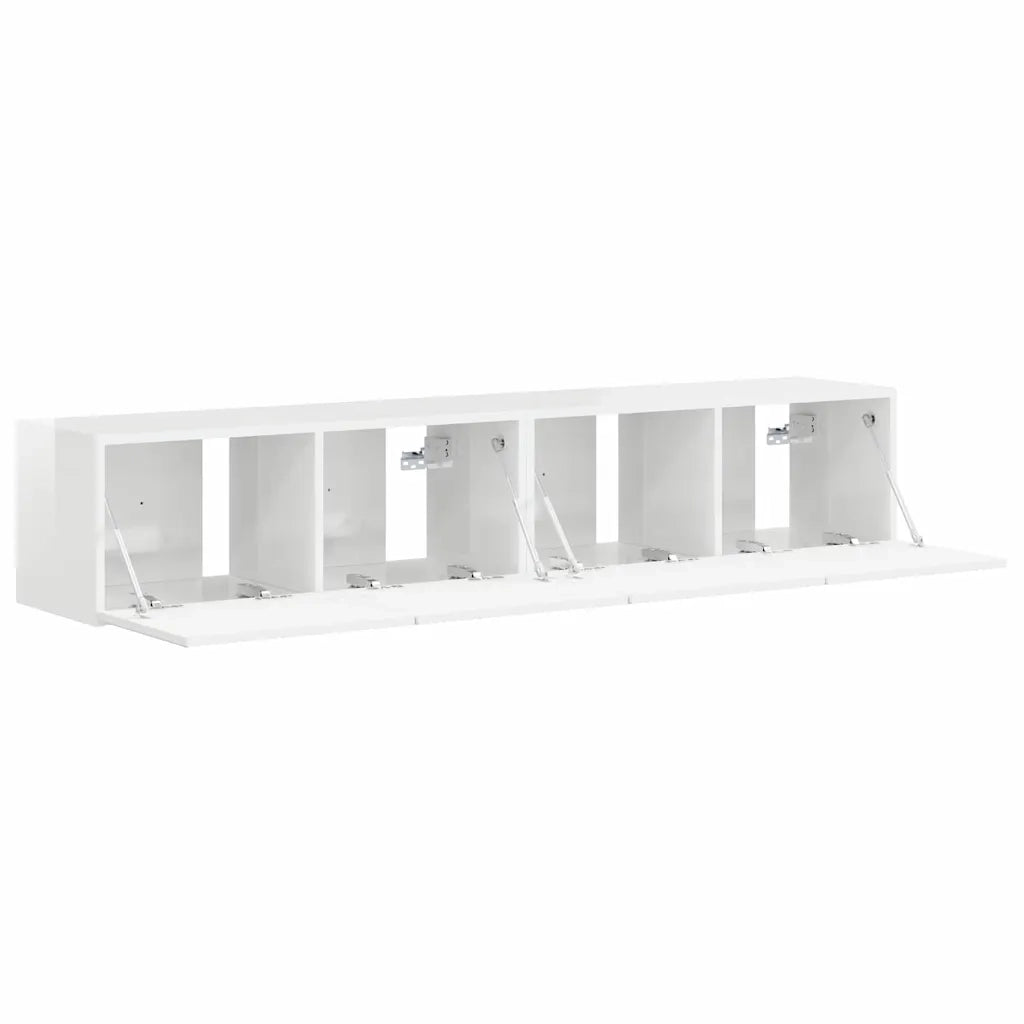 Mobile TV da parete 2 pz-Set di 2 Mobile TV a Muro-Credenza TV Bianco Lucido 60 x 31 x 29.5 cm 287007