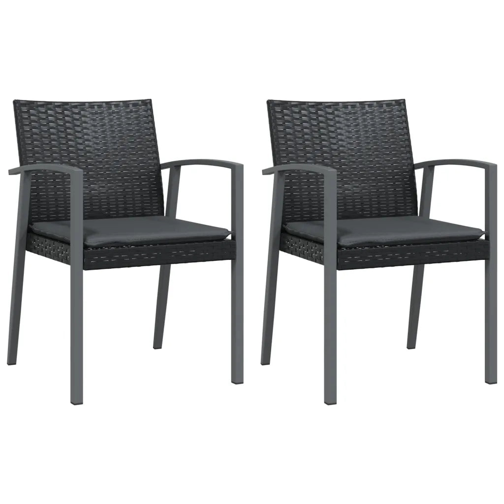Set Pranzo da Giardino 3pz con Cuscini in Polyrattan e Acciaio