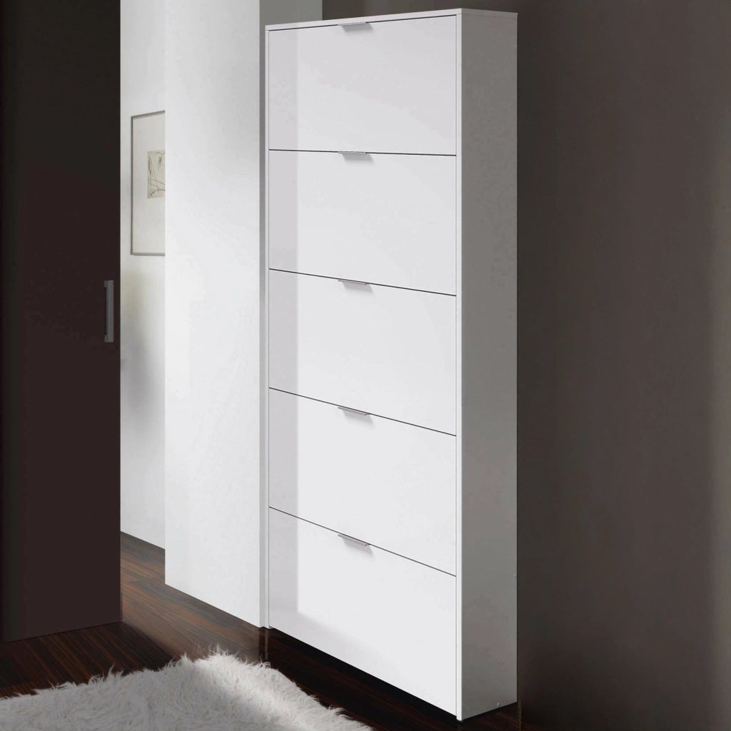Mobile Portascarpe Anatra, Scarpiera 15 Paia, 70x17x180h cm Bianco Lucido