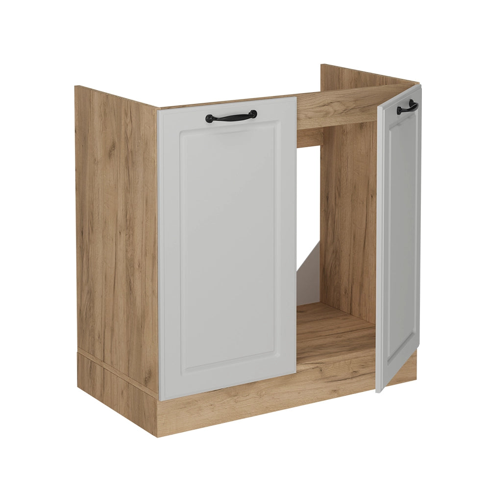 Mobile lavello cucina R-Line Bianco rustico/Rovere dorato 80 cm senza piano di lavoro Vicco