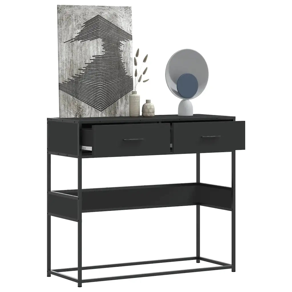 Tavolino Consolle | Tavolo d'Ingresso Nero 90x35x80 cm in Legno Multistrato