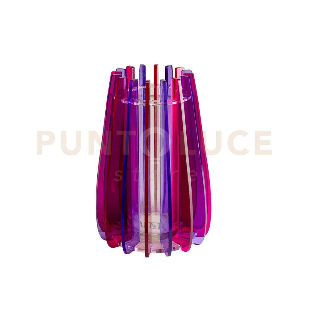 VASO PICCOLO IRIDE IN VETRO TRASPARENTE E CRISTALLO ACRILICO COLORE FUXIA
